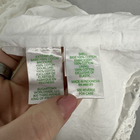 Lilly Pulitzer Kay Dress Womens 12 White Floral Eyelet Babydoll Mini Cottagecore - Picture 14 of 15